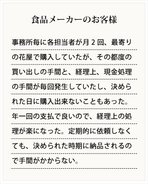 食品メーカーのお客様